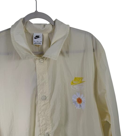 Nike Unlined Coaches Jacket Yellow Coconut Milk Embroider DM5055-113 NEW Mens XL - Picture 3 of 9